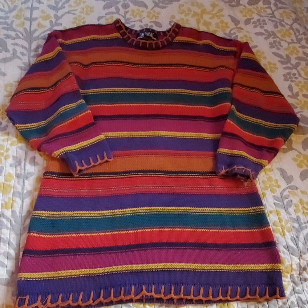 VINTAGE LONG BOHO SWEATER SZ LARGE